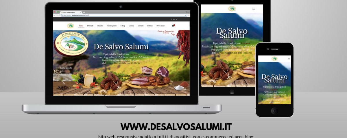 sito web www.desalvosalumi.it è online con ecommerce pubblicazione responsive social network mockup